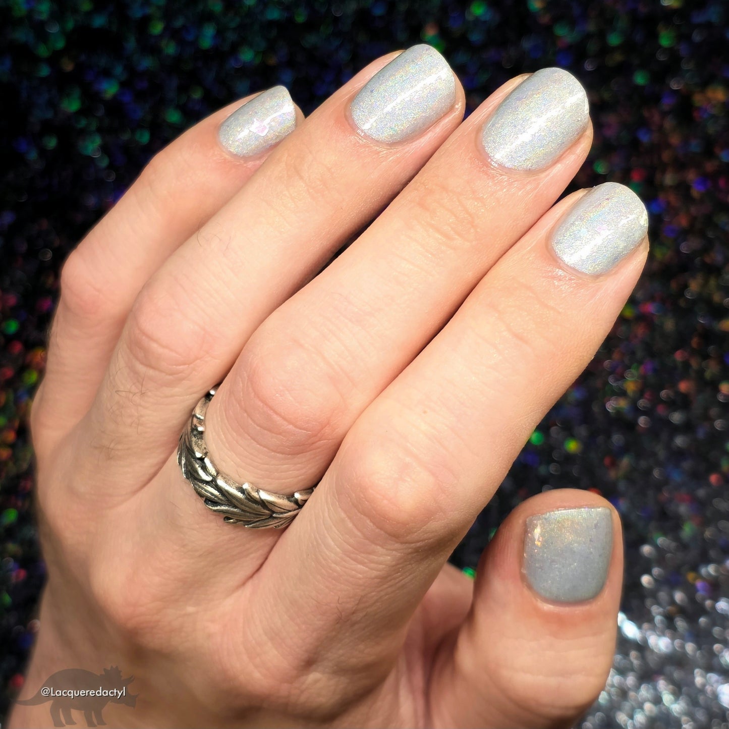 Opal (reformulated) - Light Gray Flakie Holographic Polish - Gemstone Collection Pt. 4 - Dam Nail Polish