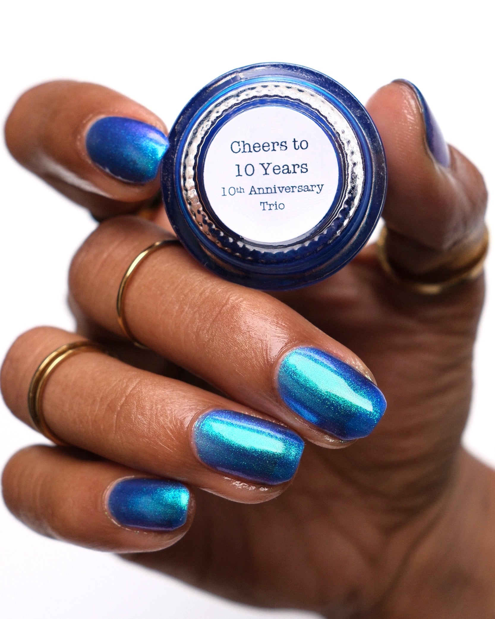 Cheers to 10 Years - Blue Shimmer Nail Polish - 10th Anniversary Trio - Dam Nail Polish