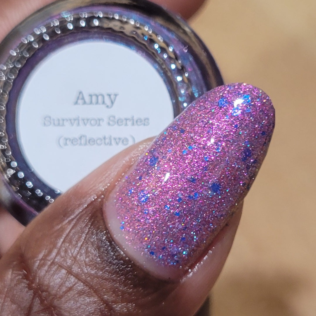 Amy - Pink Reflective Nail Polish - Glitter Nail Polish - Survivor Series