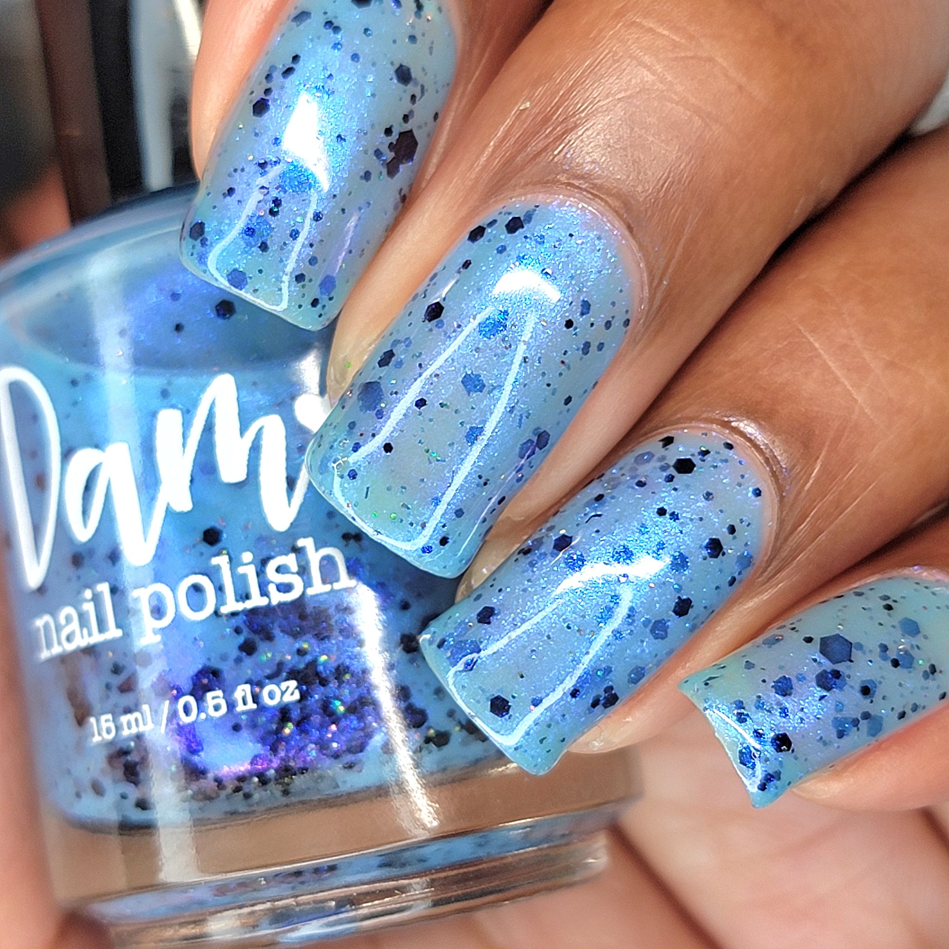 Bibbidi-Boba Tea-Boo - Light Blue Crelly Nail Polish - Boba Collection - Dam Nail Polish