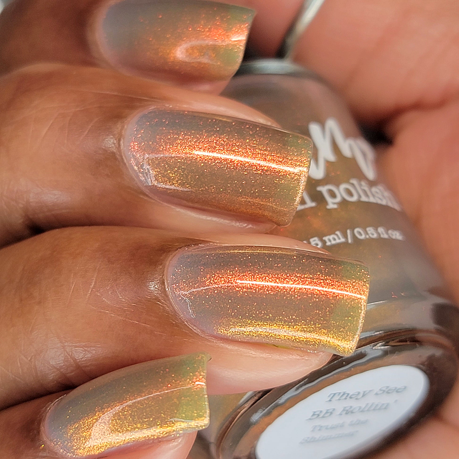 COMING SOON! 5/2 PRE ORDER: They See BB Rollin’ - Orange Shimmer Nail Polish - Trust the Shimmer Collection - Ships in ~5 weeks - Dam Nail Polish