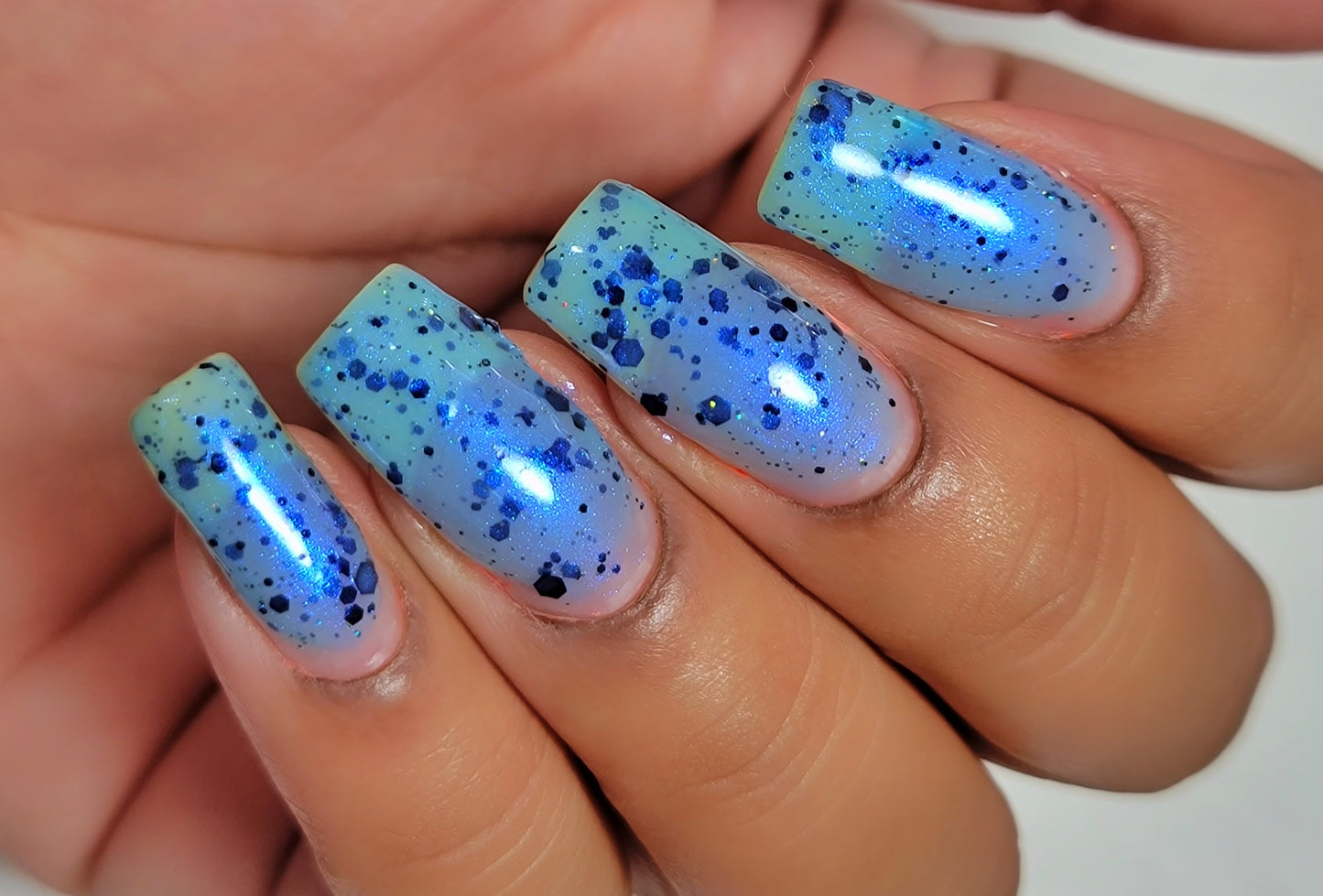 Bibbidi-Boba Tea-Boo - Light Blue Crelly Nail Polish - Boba Collection - Dam Nail Polish