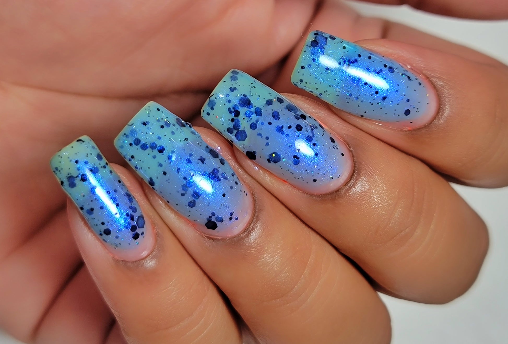 Bibbidi-Boba Tea-Boo - Light Blue Crelly Nail Polish - Boba Collection - Dam Nail Polish