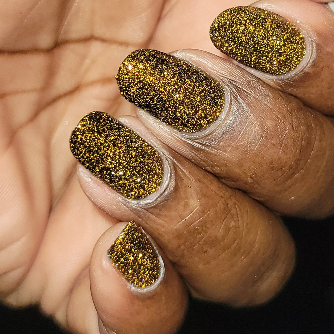 Champagne Sparkle - Black Reflective Glitter Nail Polish - Nostalgia Trends Custom - 1920s Fashion Themed - Dam Nail Polish