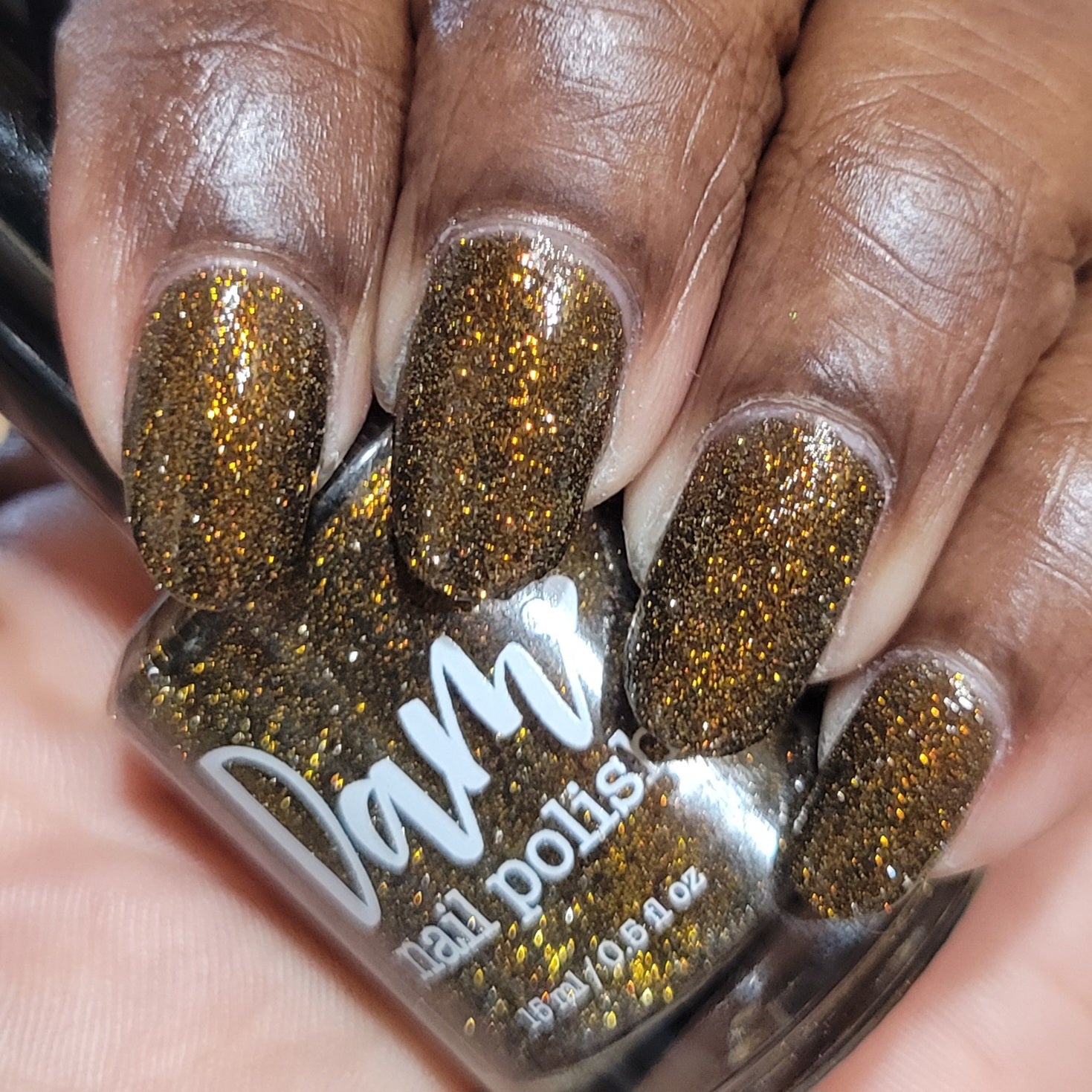 Champagne Sparkle - Black Reflective Glitter Nail Polish - Nostalgia Trends Custom - 1920s Fashion Themed - Dam Nail Polish