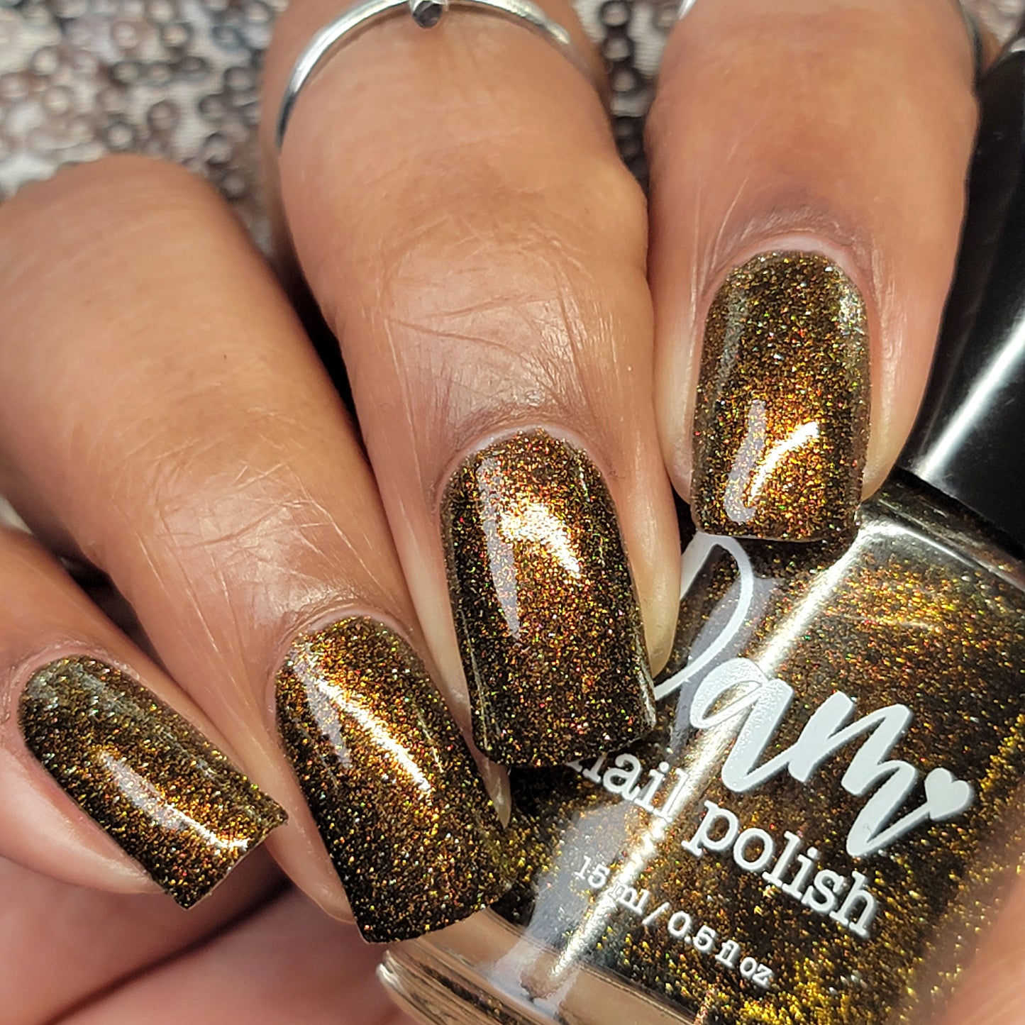 Champagne Sparkle - Black Reflective Glitter Nail Polish - Nostalgia Trends Custom - 1920s Fashion Themed - Dam Nail Polish