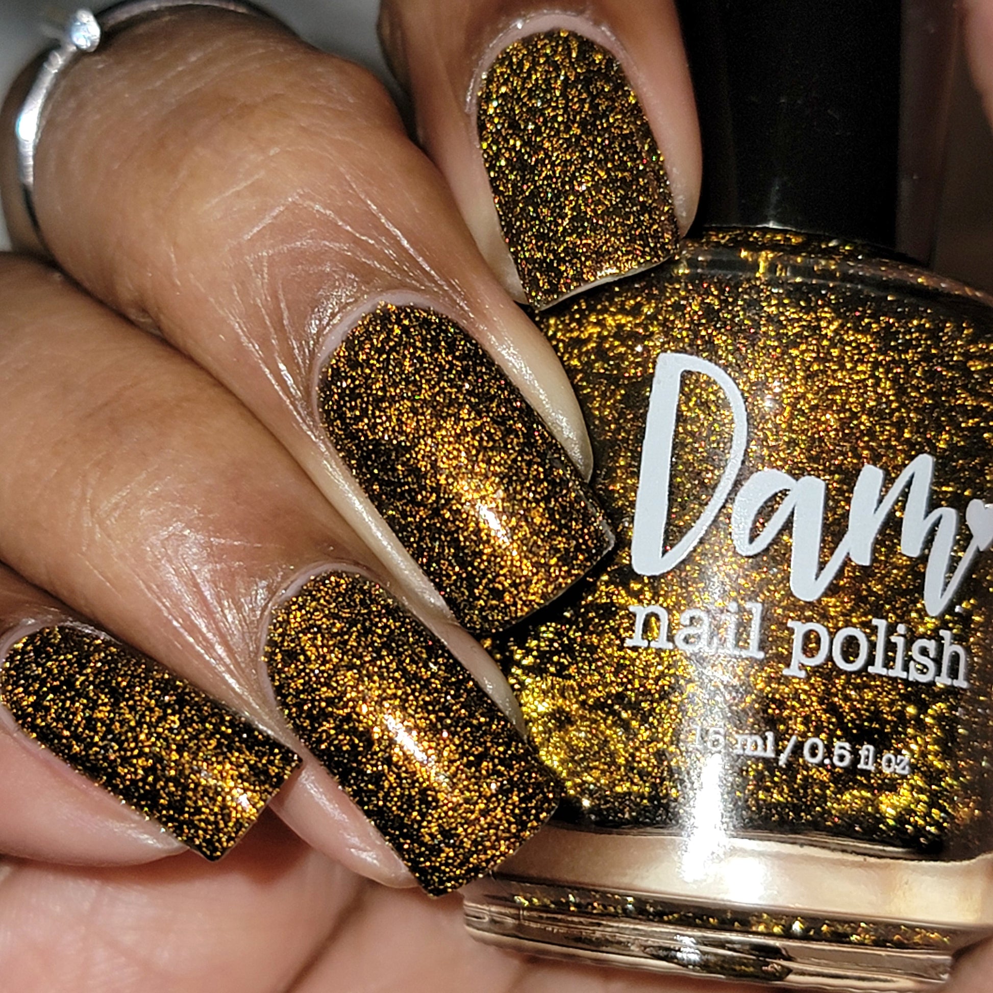 Champagne Sparkle - Black Reflective Glitter Nail Polish - Nostalgia Trends Custom - 1920s Fashion Themed - Dam Nail Polish