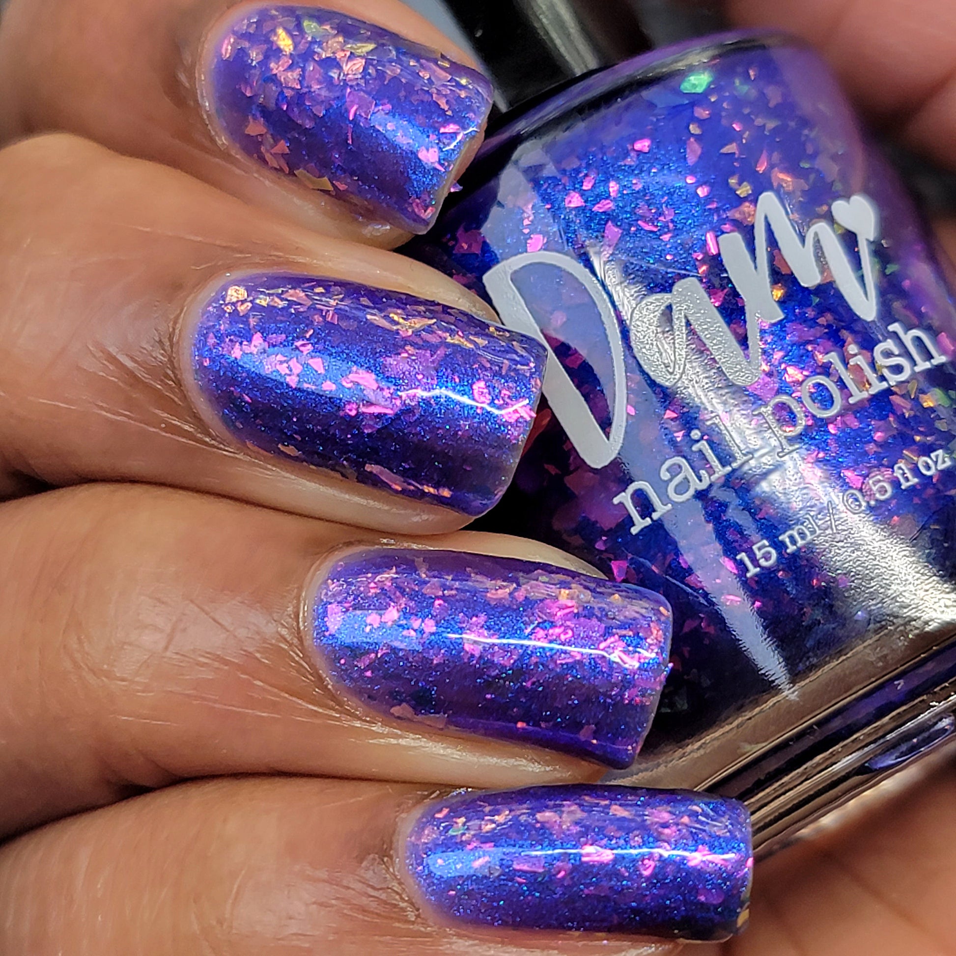Merry February - Purple Flakie Nail Polish - Limited Edition Polished Jewel Society Facebook Group Custom - Dam Nail Polish