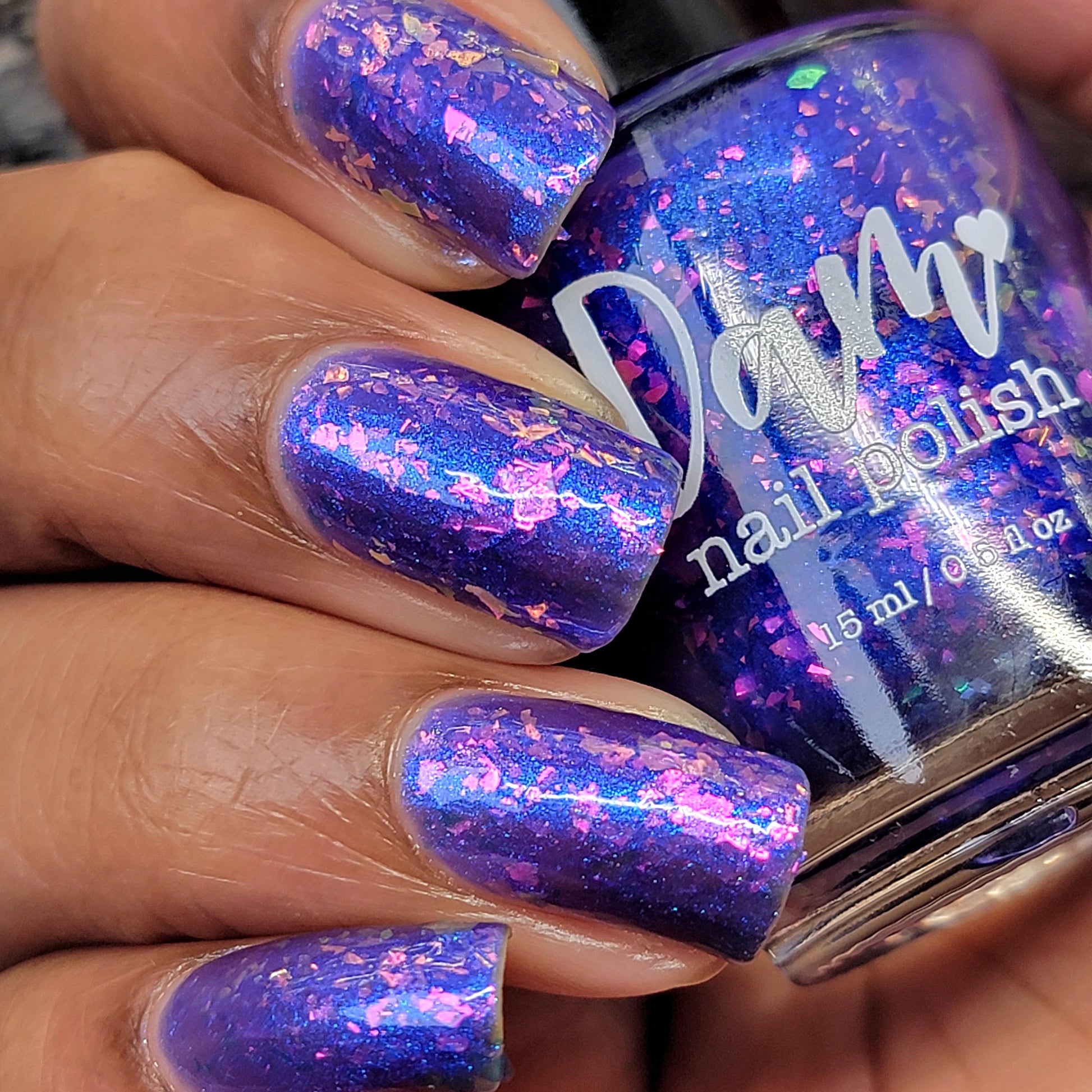 Merry February - Purple Flakie Nail Polish - Limited Edition Polished Jewel Society Facebook Group Custom - Dam Nail Polish