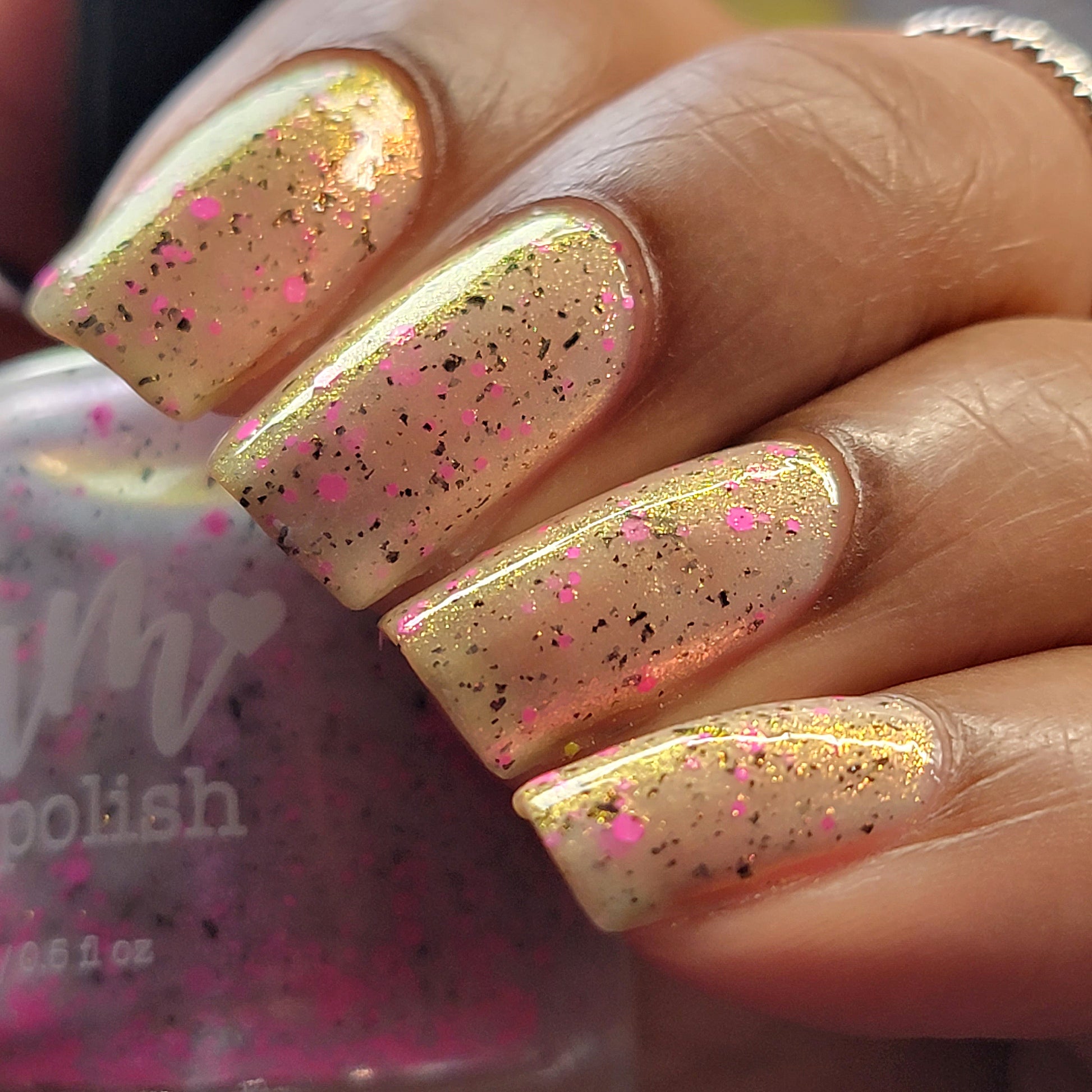 Shimmer Storm - White Crelly - Pink Glitter Nail Polish - Stormy Siblings Collection - Dam Nail Polish