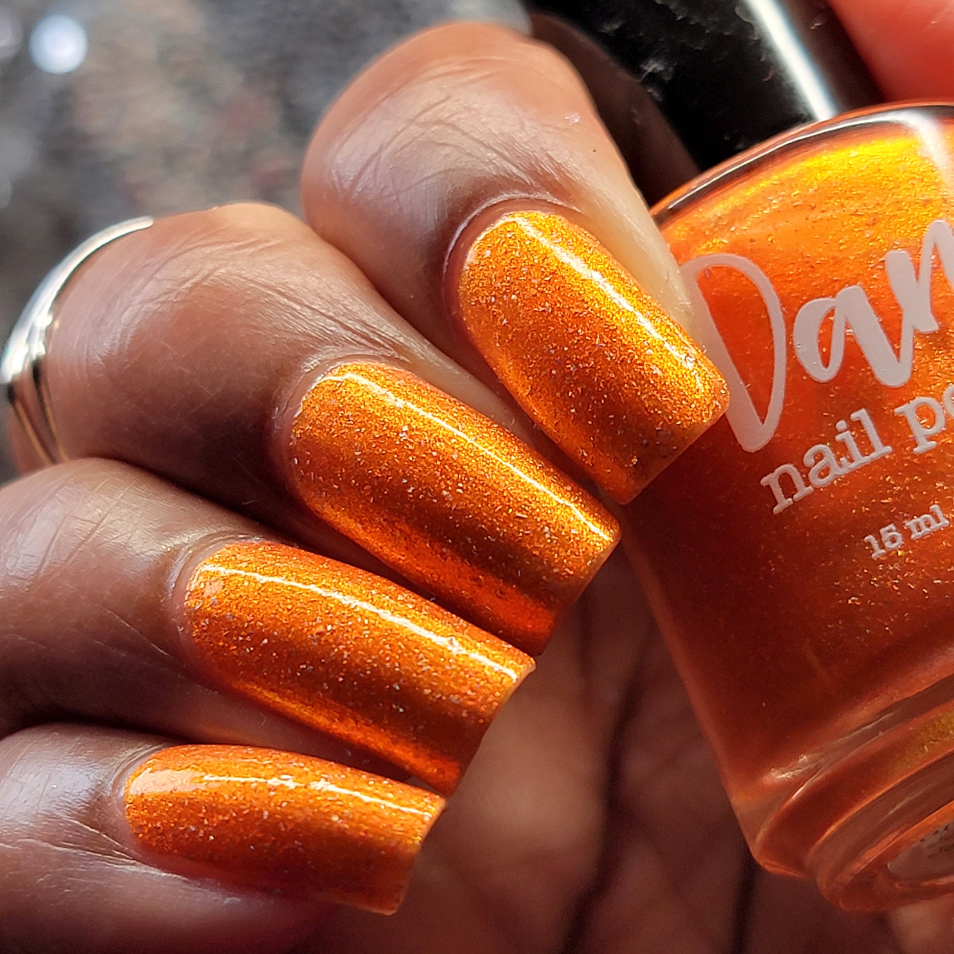 Have a Bite or 10 in Osaka - Orange Shimmer Polish - Journey Through Japan Collection - Dam Nail Polish