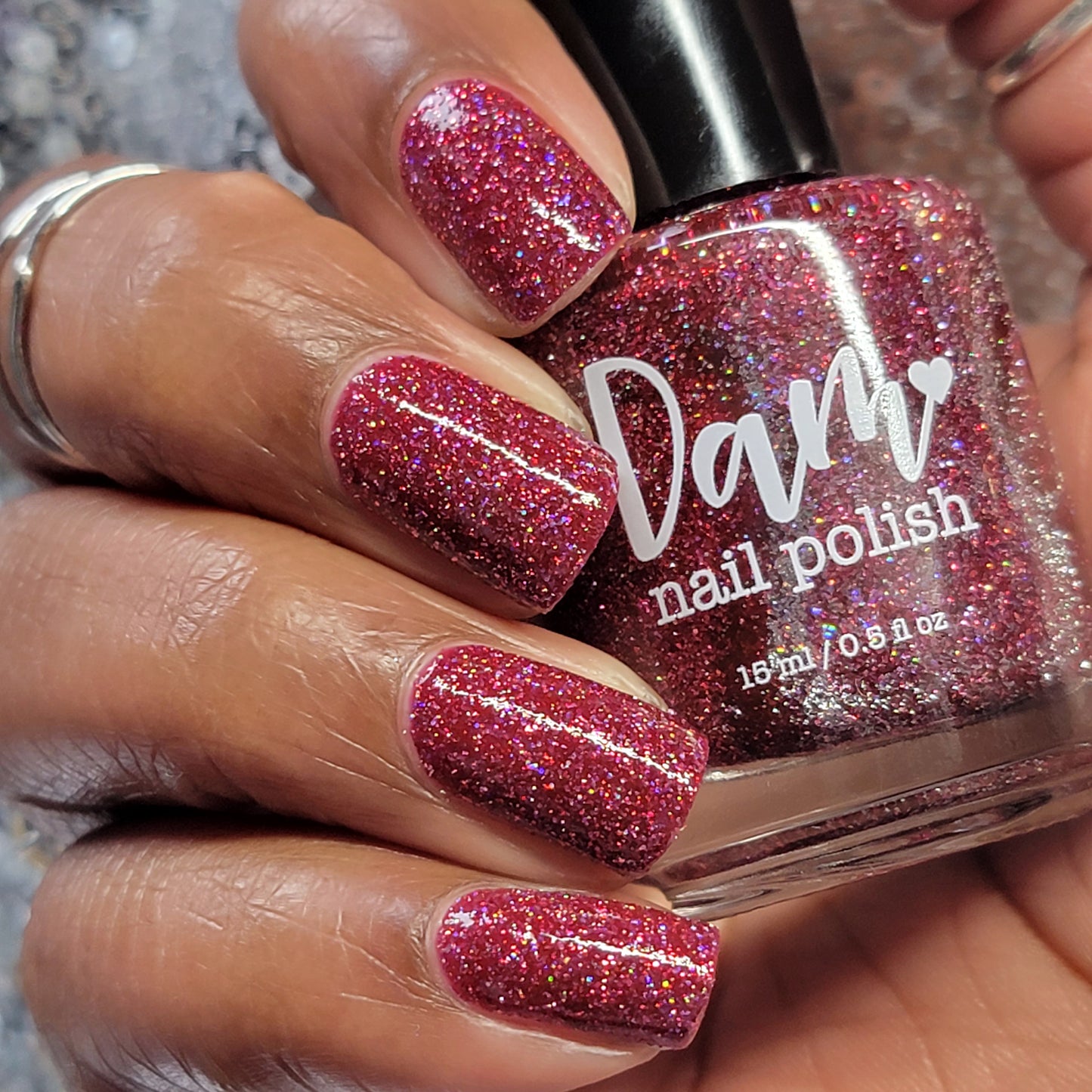 Bloodthirsty - Fuchsia Reflective Glitter Nail Polish - Bitten Collection - Dam Nail Polish