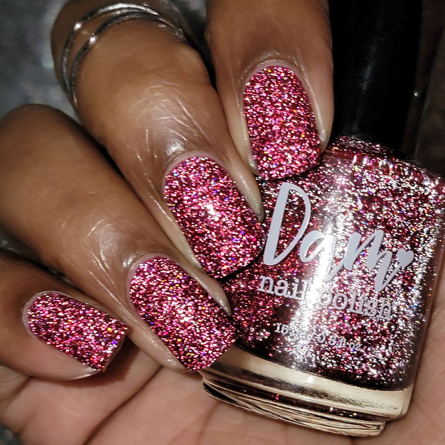 Bloodthirsty - Fuchsia Reflective Glitter Nail Polish - Bitten Collection - Dam Nail Polish