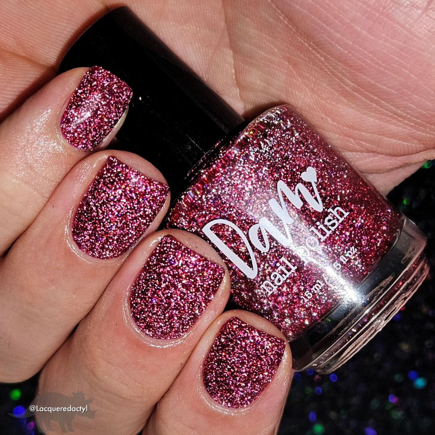 Bloodthirsty - Fuchsia Reflective Glitter Nail Polish - Bitten Collection - Dam Nail Polish