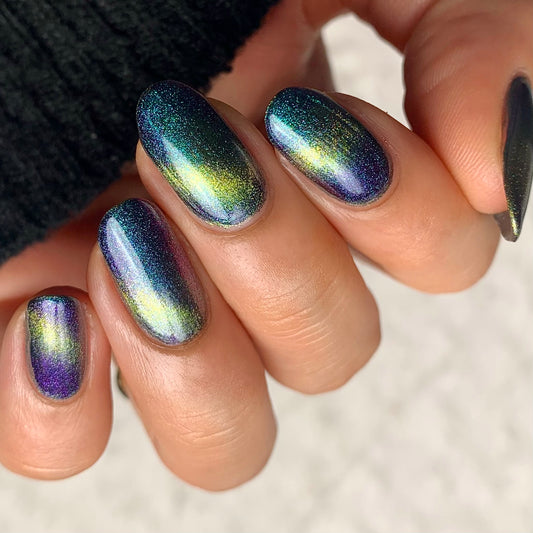 Alternate Adventure - Shifting Multichrome Magnetic Indie Nail Polish - Shifts Green, Blue, and Purple - Into the Multiverse Collection - Dam Nail Polish