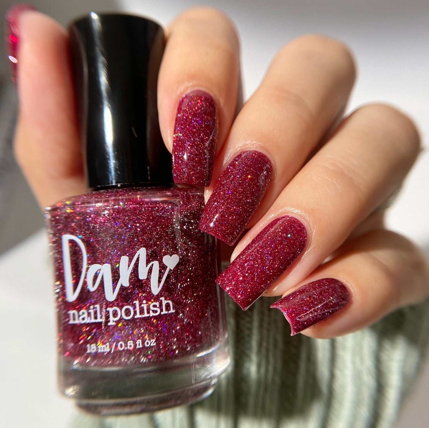 Bloodthirsty - Fuchsia Reflective Glitter Nail Polish - Bitten Collection - Dam Nail Polish