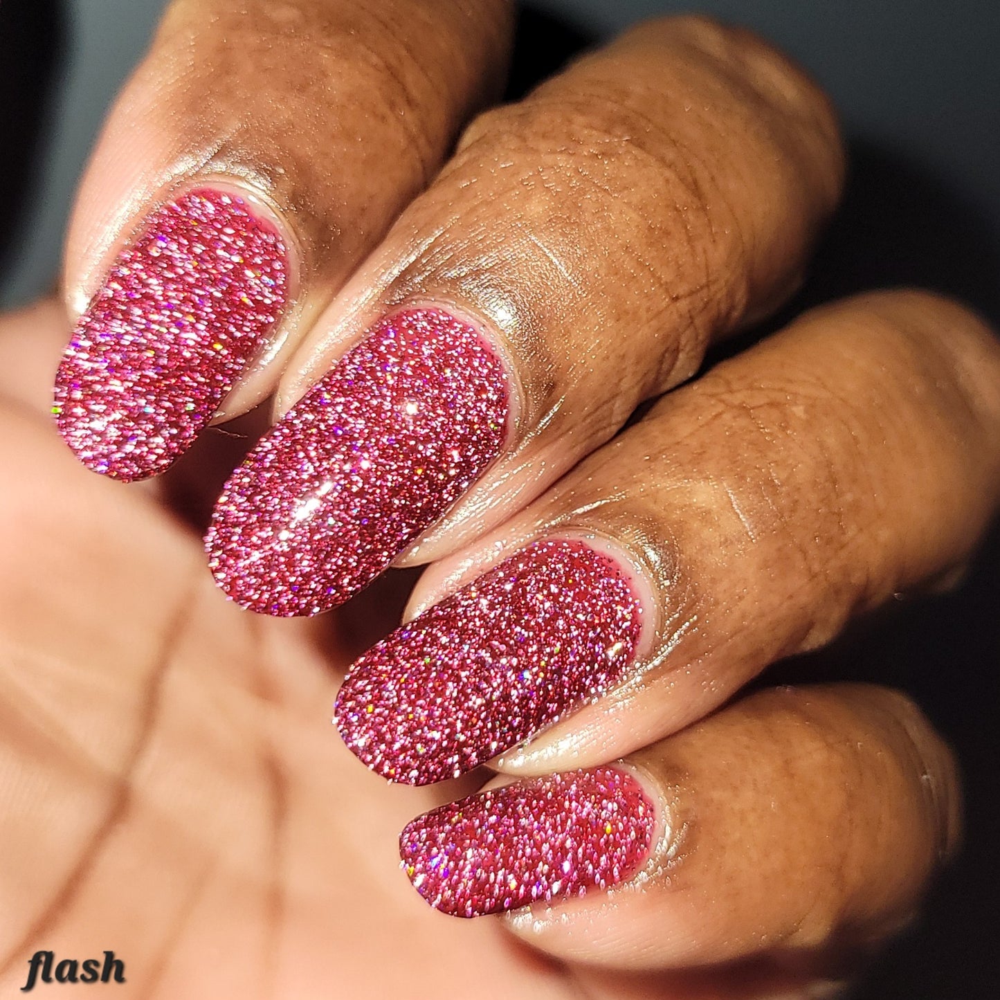 Bloodthirsty - Fuchsia Reflective Glitter Nail Polish - Bitten Collection - Dam Nail Polish