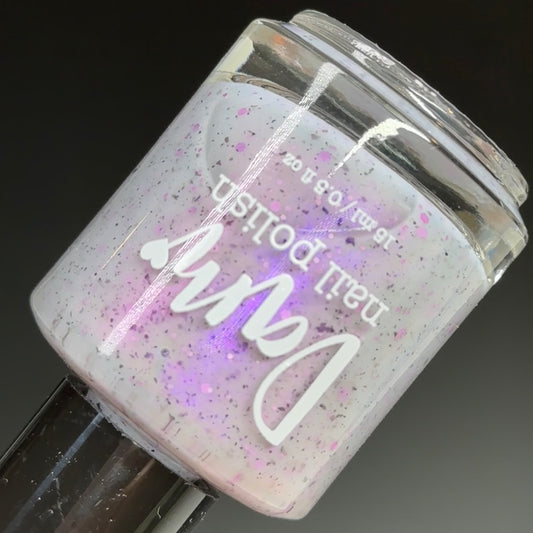 Blinging Blizzard - White Crelly -  Purple Glitter Nail Polish - Shimmer Nail Polish - Stormy Siblings Collection - Dam Nail Polish
