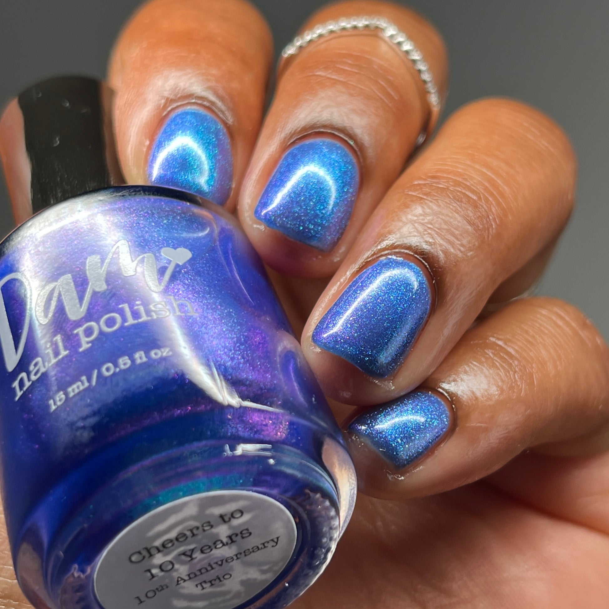 Cheers to 10 Years - Blue Shimmer Nail Polish - 10th Anniversary Trio - Dam Nail Polish
