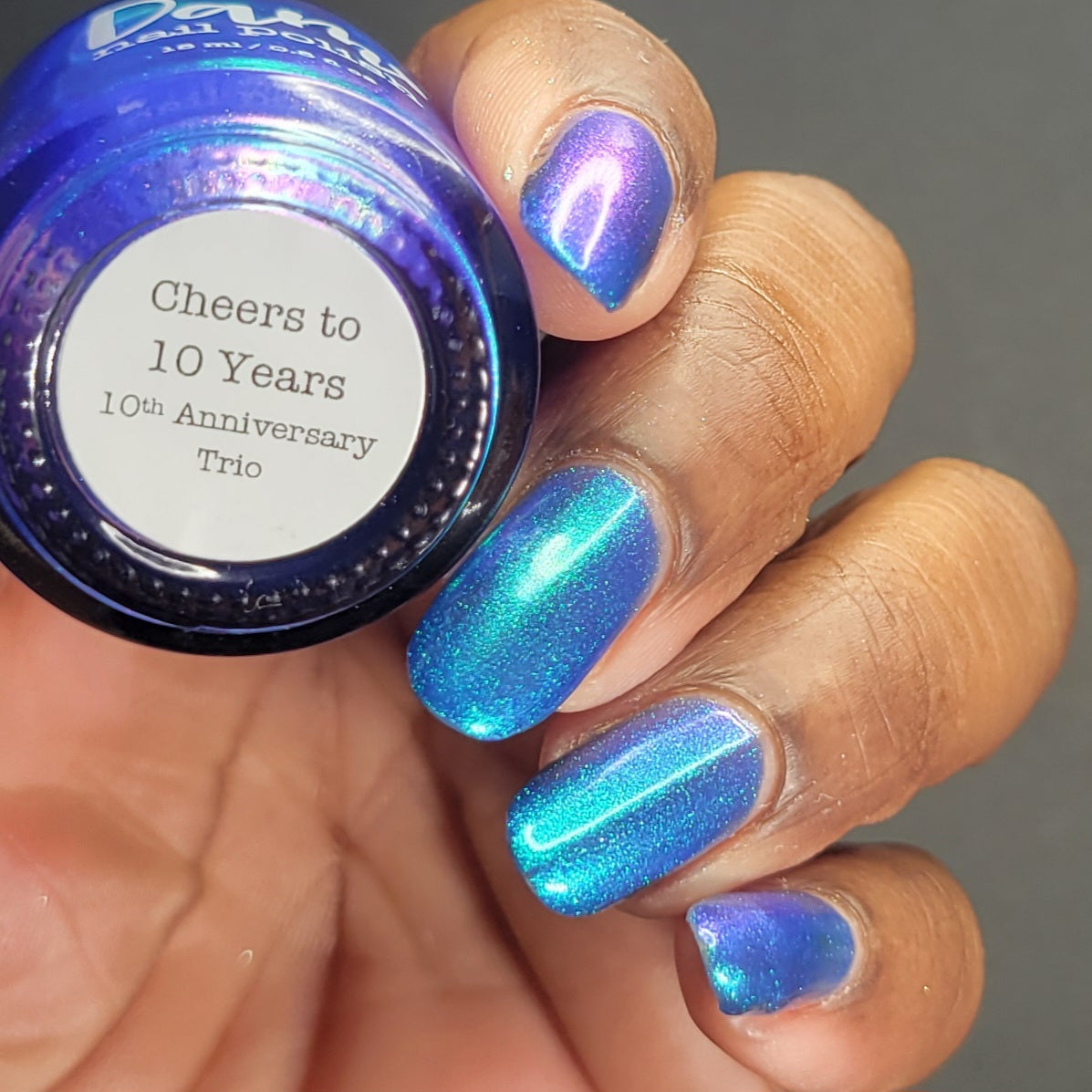 Cheers to 10 Years - Blue Shimmer Nail Polish - 10th Anniversary Trio - Dam Nail Polish