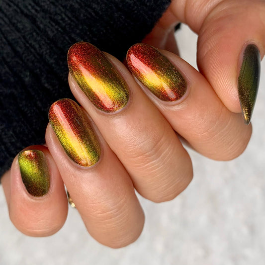 Cosmic Chaos - Shifting Multichrome Magnetic Nail Polish - Shifts Red and Orange - Into the Multiverse Collection - Dam Nail Polish