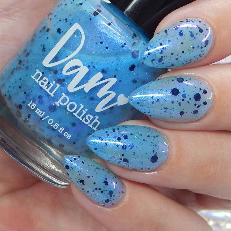 Bibbidi-Boba Tea-Boo - Light Blue Crelly Nail Polish - Boba Collection - Dam Nail Polish