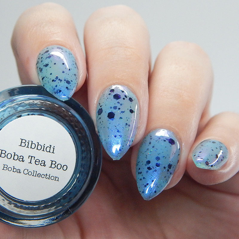 Bibbidi-Boba Tea-Boo - Light Blue Crelly Nail Polish - Boba Collection - Dam Nail Polish