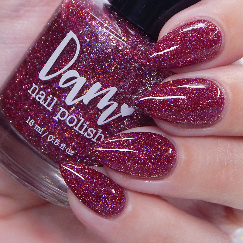 Bloodthirsty - Fuchsia Reflective Glitter Nail Polish - Bitten Collection - Dam Nail Polish