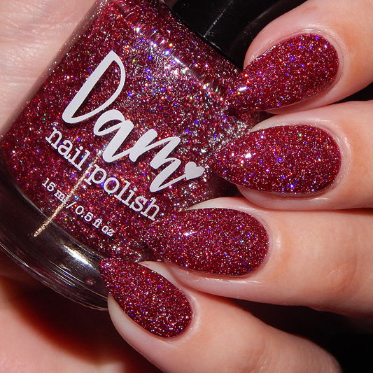 Bloodthirsty - Fuchsia Reflective Glitter Nail Polish - Bitten Collection - Dam Nail Polish