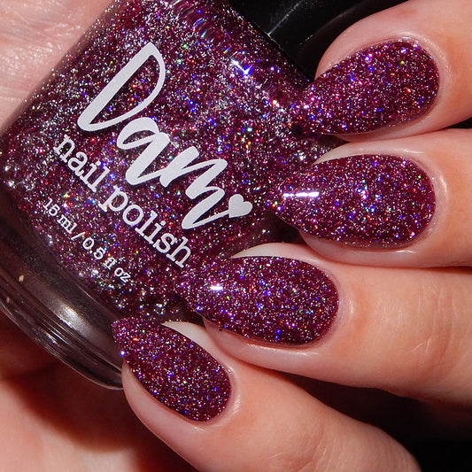 Heartless - Purple Maroon Reflective Glitter Nail Polish - Bitten Collection - Dam Nail Polish