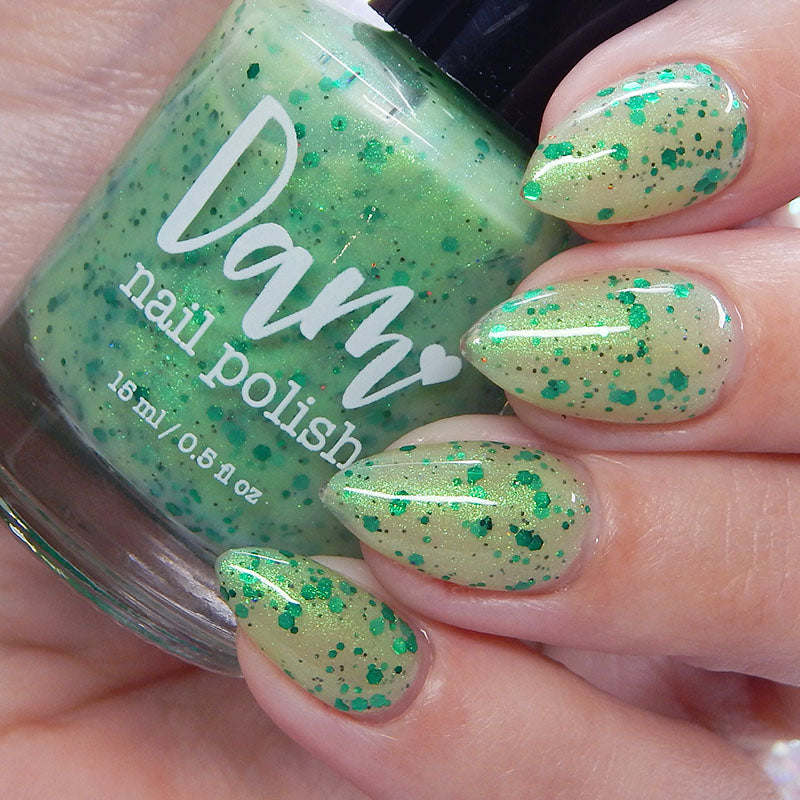 Honeydew Brew - Light Green Crelly - Glitter Nail Polish - Shimmer Nail Polish - Sweet Sips Collection - Dam Nail Polish