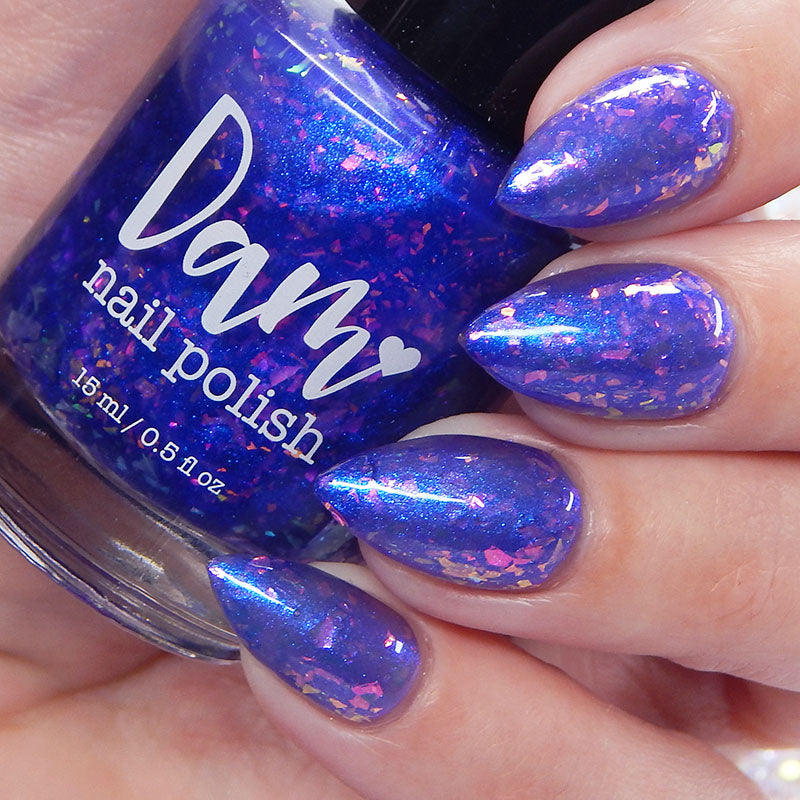 Merry February - Purple Flakie Nail Polish - Limited Edition Polished Jewel Society Facebook Group Custom - Dam Nail Polish