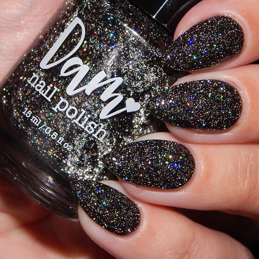 Shadow Dweller - Black Reflective Glitter Nail Polish - Bitten Collection - Dam Nail Polish