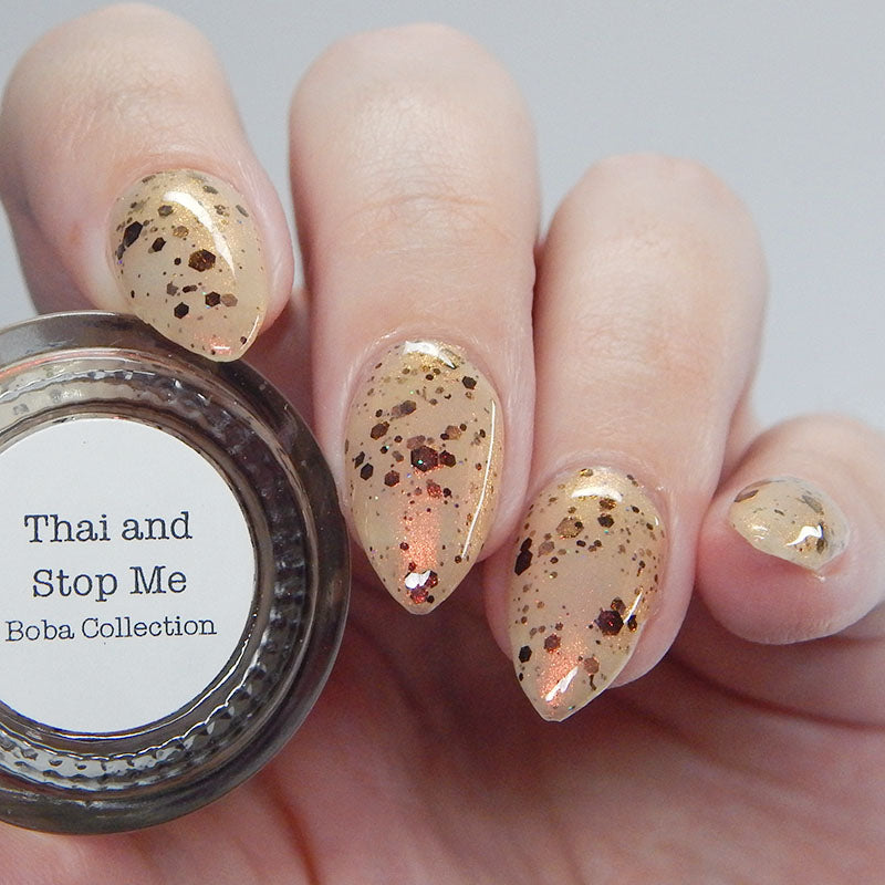 Thai and Stop Me - Light Orange Crelly Nail Polish - Boba Collection - Dam Nail Polish