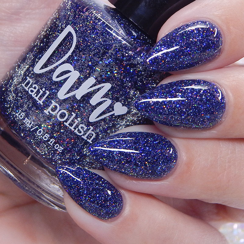 What a Batty - Blue Reflective Glitter Nail Polish - Bitten Collection - Dam Nail Polish