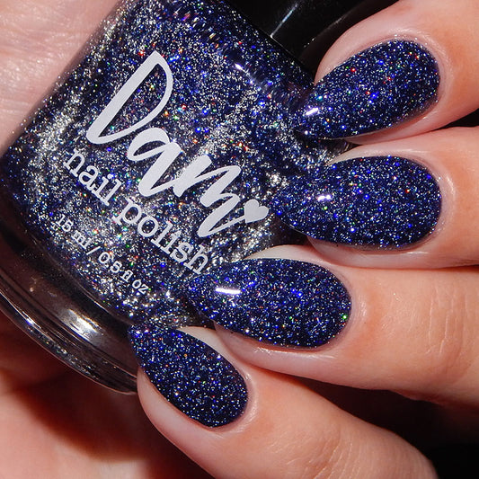 What a Batty - Blue Reflective Glitter Nail Polish - Bitten Collection - Dam Nail Polish