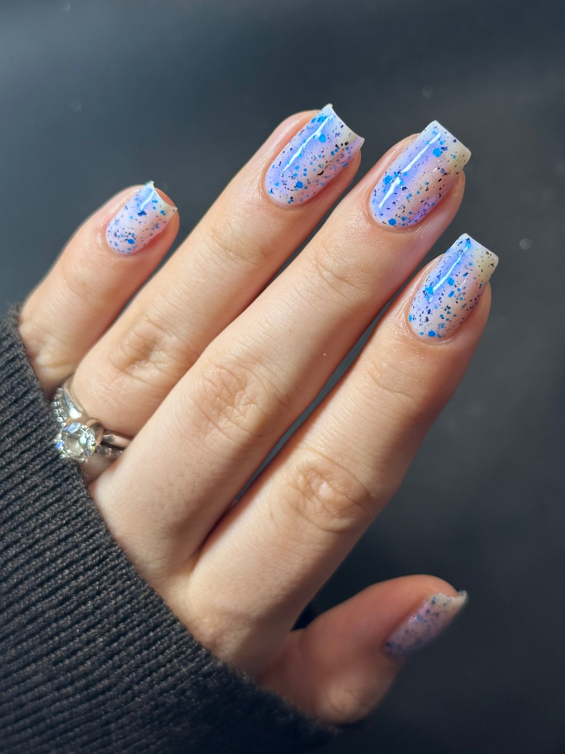 Flashing Flood - White Crelly - Neon Blue Glitter Nail Polish - Shimmer Nail Polish - Stormy Siblings Collection - Dam Nail Polish
