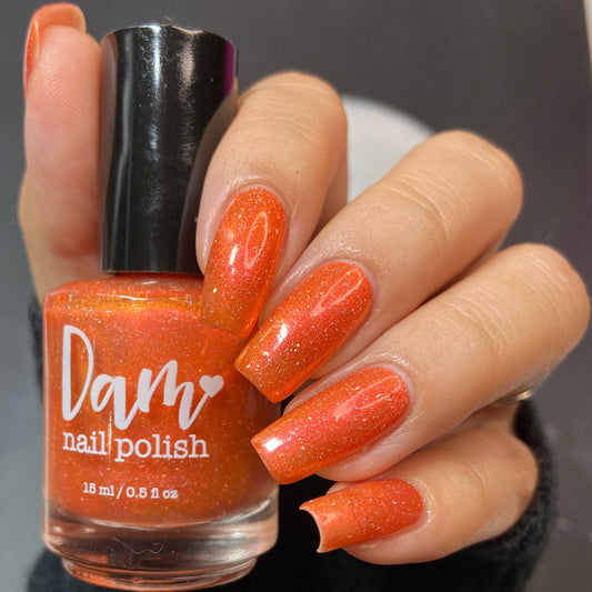 Have a Bite or 10 in Osaka - Orange Shimmer Polish - Journey Through Japan Collection - Dam Nail Polish