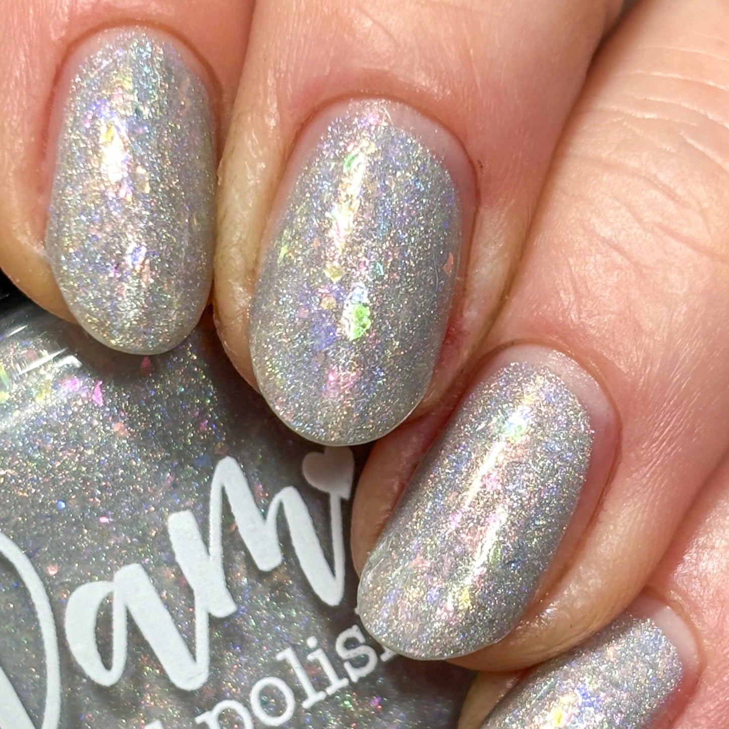 Opal (reformulated) - Light Gray Flakie Holographic Polish - Gemstone Collection Pt. 4 - Dam Nail Polish
