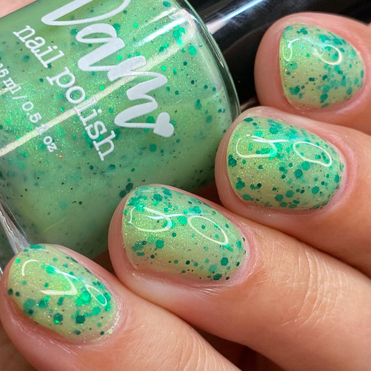Honeydew Brew - Light Green Crelly - Glitter Nail Polish - Shimmer Nail Polish - Sweet Sips Collection - Dam Nail Polish