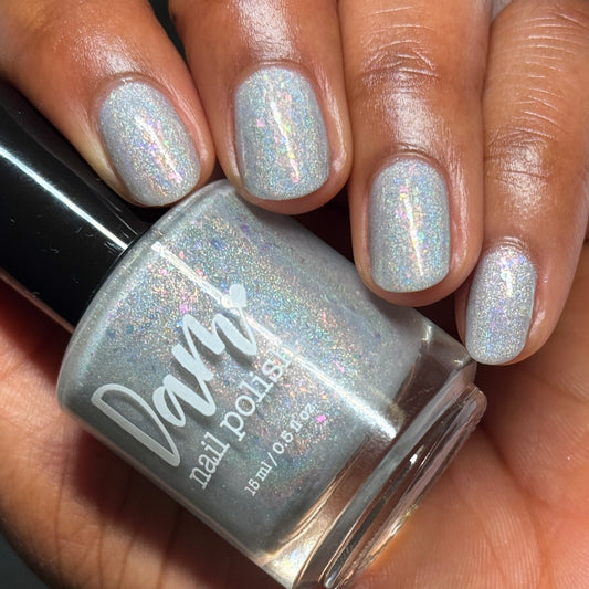 Opal (reformulated) - Light Gray Flakie Holographic Polish - Gemstone Collection Pt. 4 - Dam Nail Polish