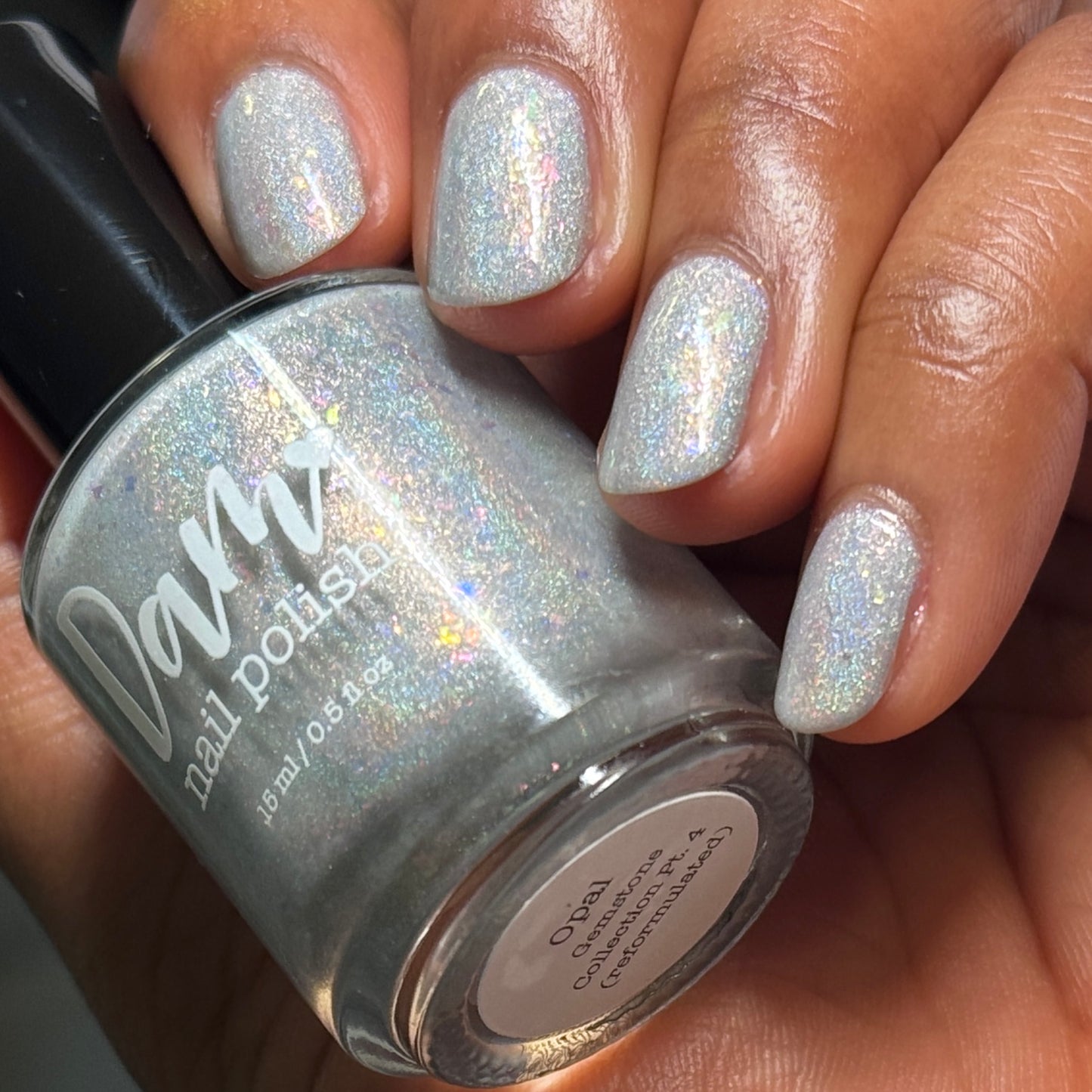 Opal (reformulated) - Light Gray Flakie Holographic Polish - Gemstone Collection Pt. 4 - Dam Nail Polish
