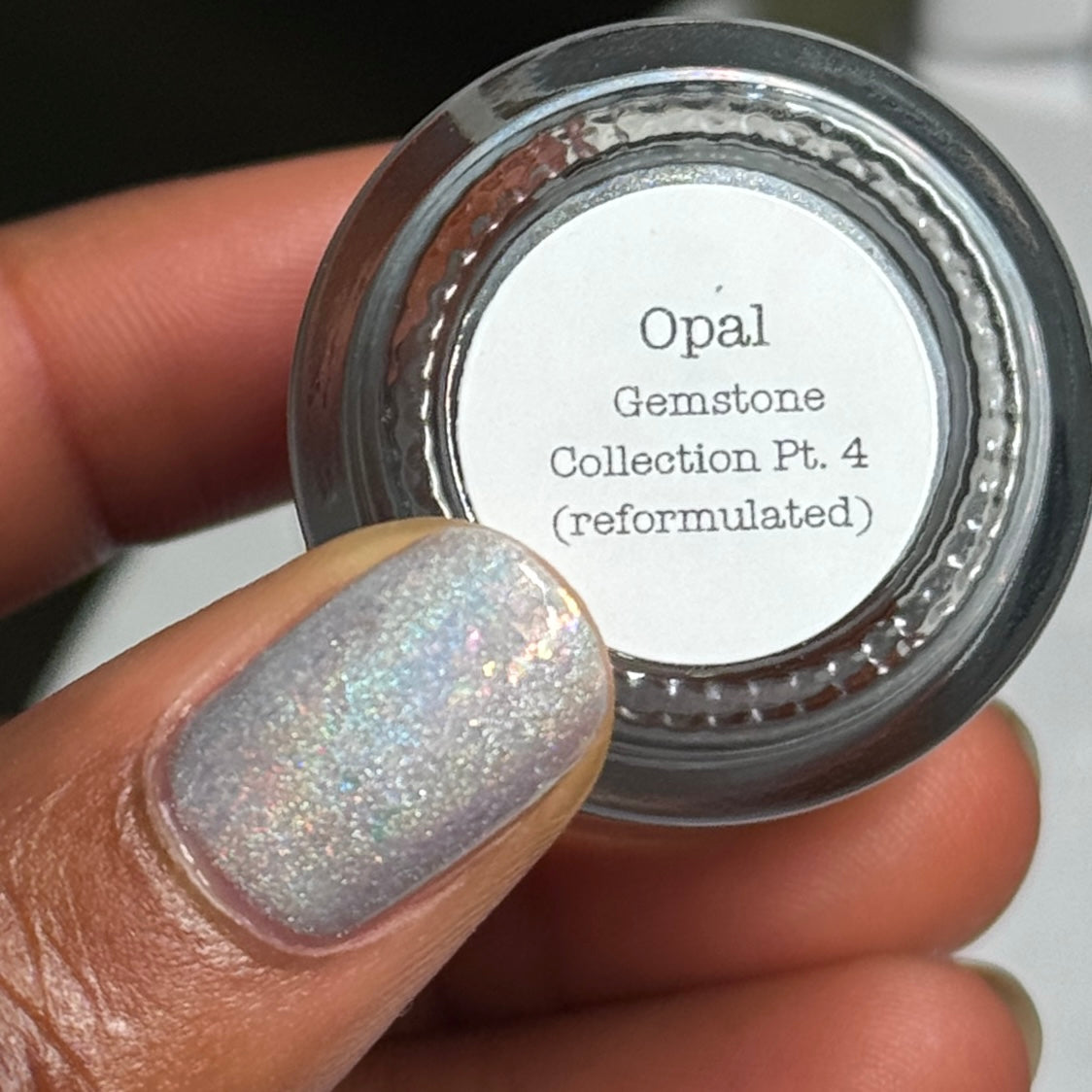 Opal (reformulated) - Light Gray Flakie Holographic Polish - Gemstone Collection Pt. 4 - Dam Nail Polish