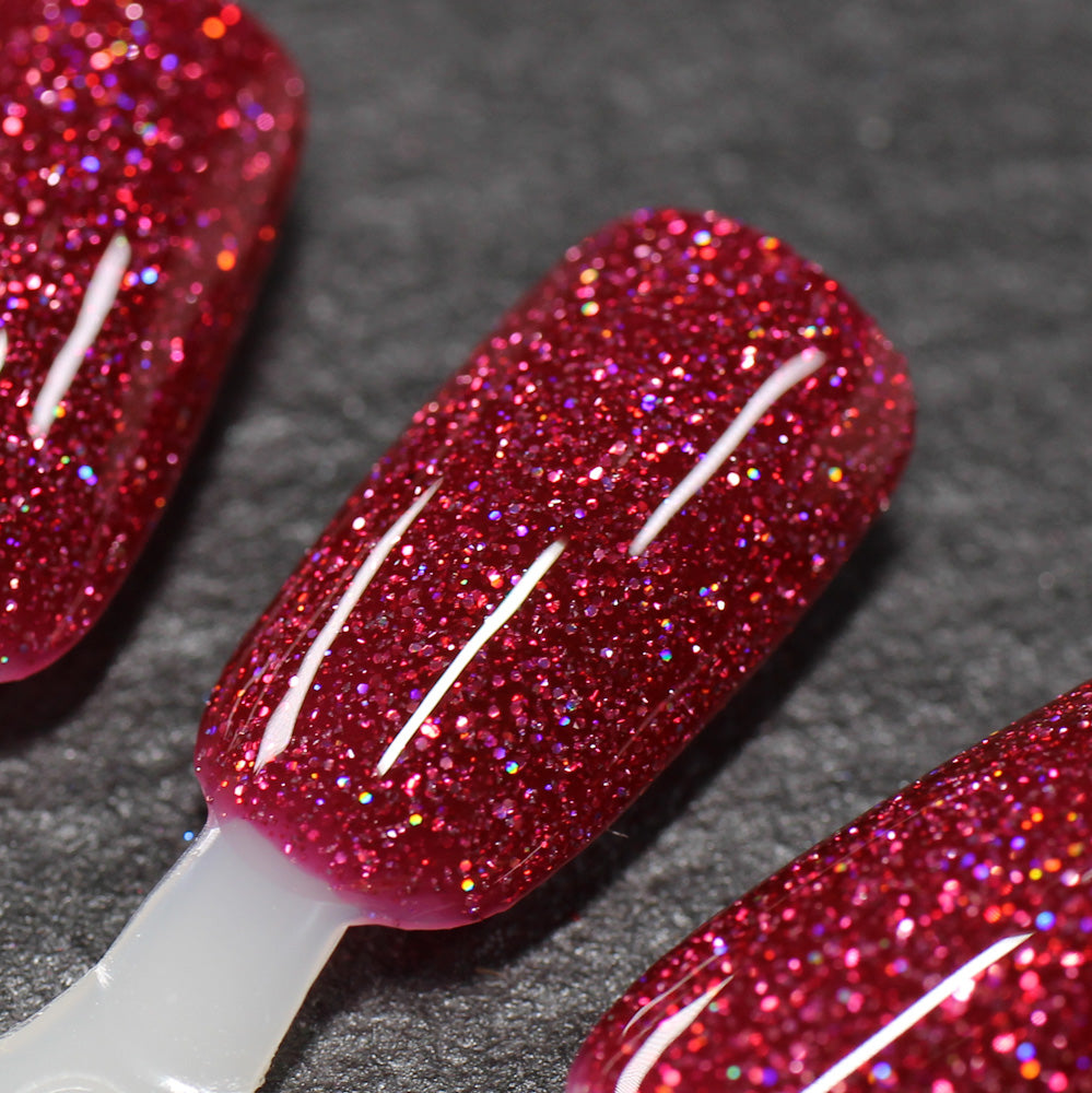 Bloodthirsty - Fuchsia Reflective Glitter Nail Polish - Bitten Collection - Dam Nail Polish
