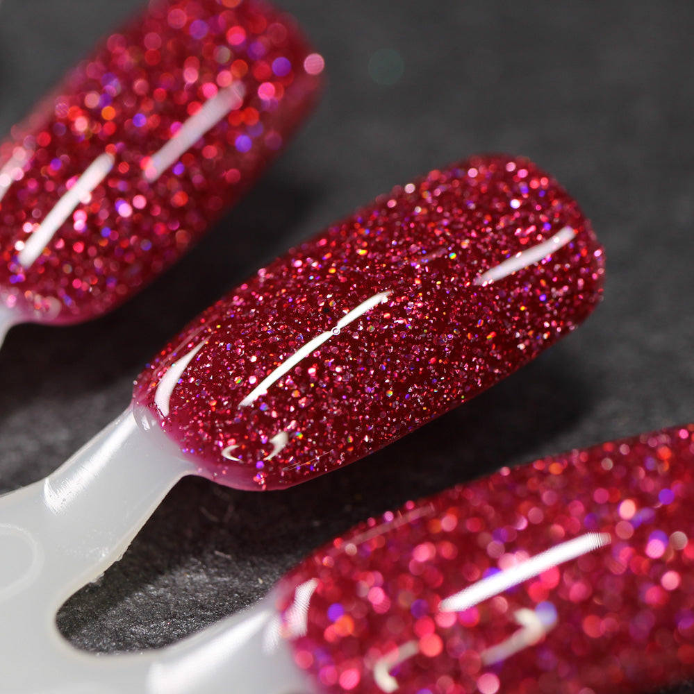 Bloodthirsty - Fuchsia Reflective Glitter Nail Polish - Bitten Collection - Dam Nail Polish