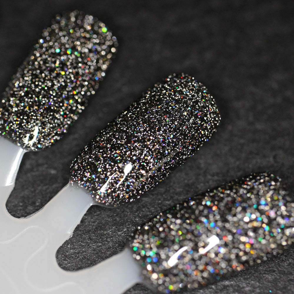 Shadow Dweller - Black Reflective Glitter Nail Polish - Bitten Collection - Dam Nail Polish