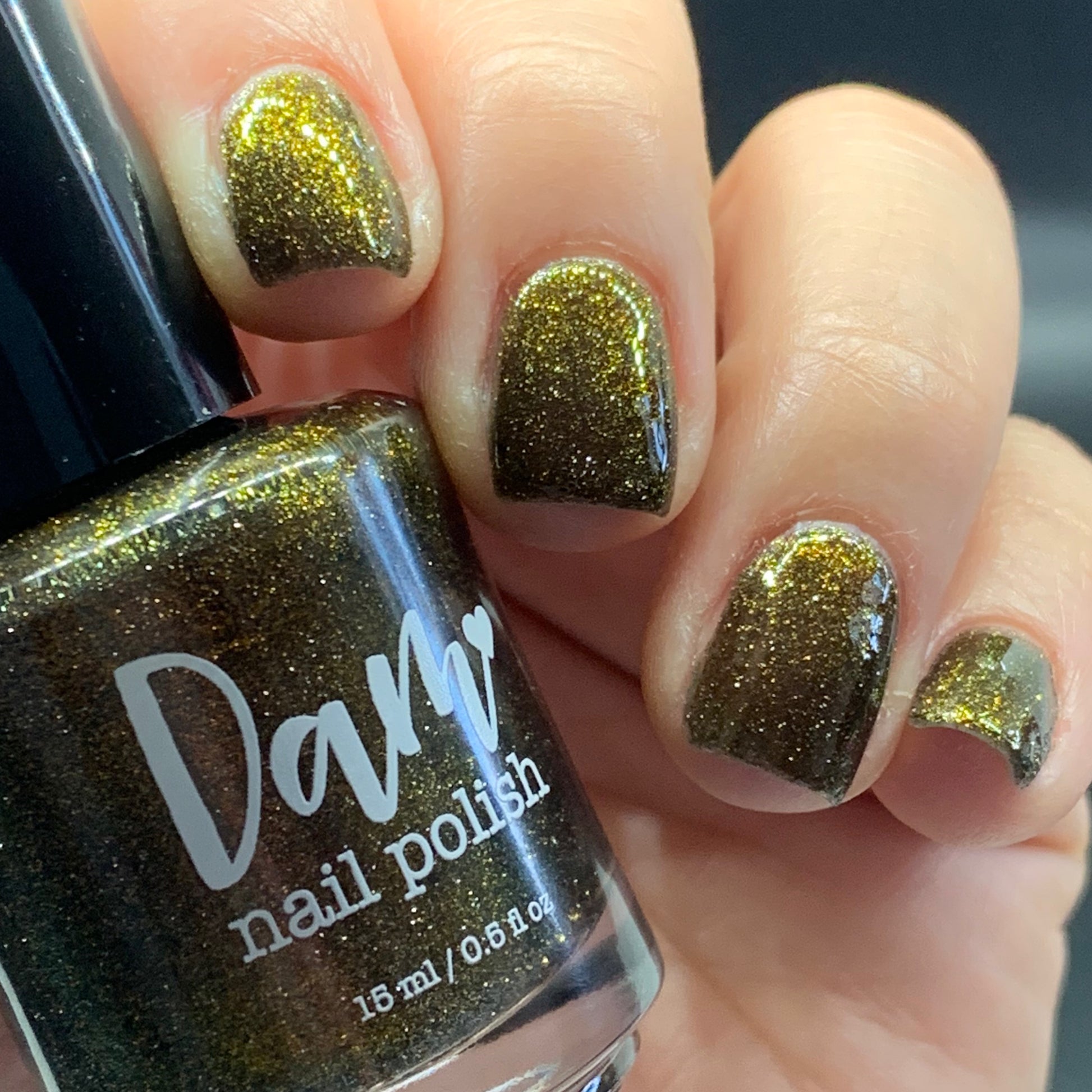 Champagne Sparkle - Black Reflective Glitter Nail Polish - Nostalgia Trends Custom - 1920s Fashion Themed - Dam Nail Polish