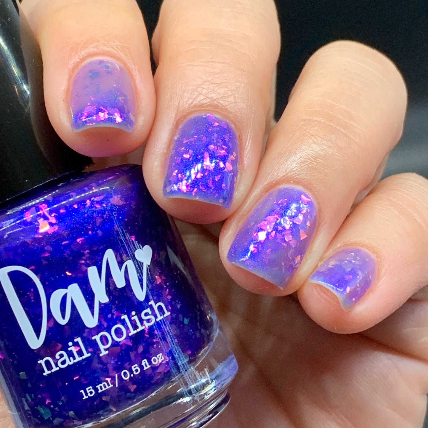 Merry February - Purple Flakie Nail Polish - Limited Edition Polished Jewel Society Facebook Group Custom - Dam Nail Polish