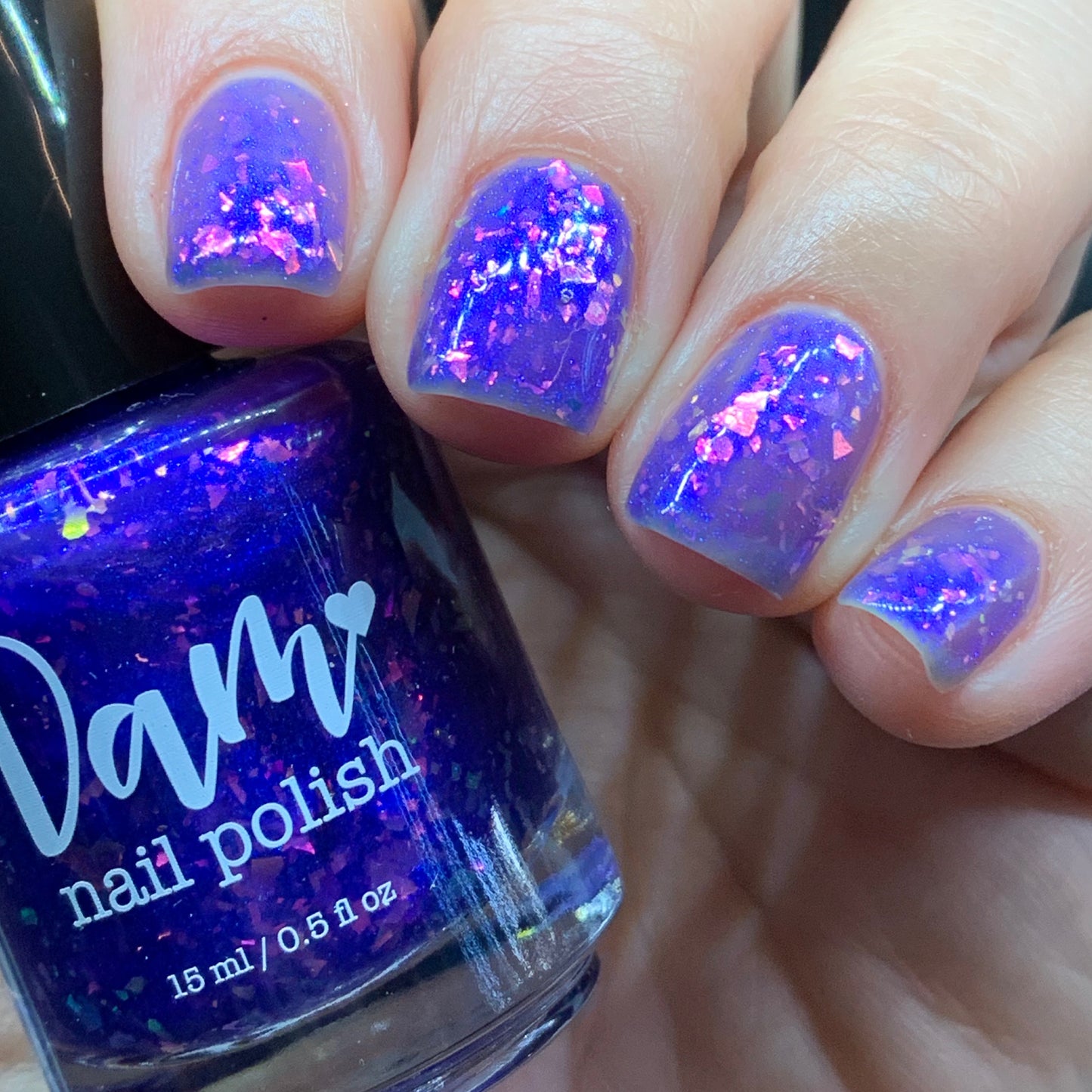 Merry February - Purple Flakie Nail Polish - Limited Edition Polished Jewel Society Facebook Group Custom - Dam Nail Polish