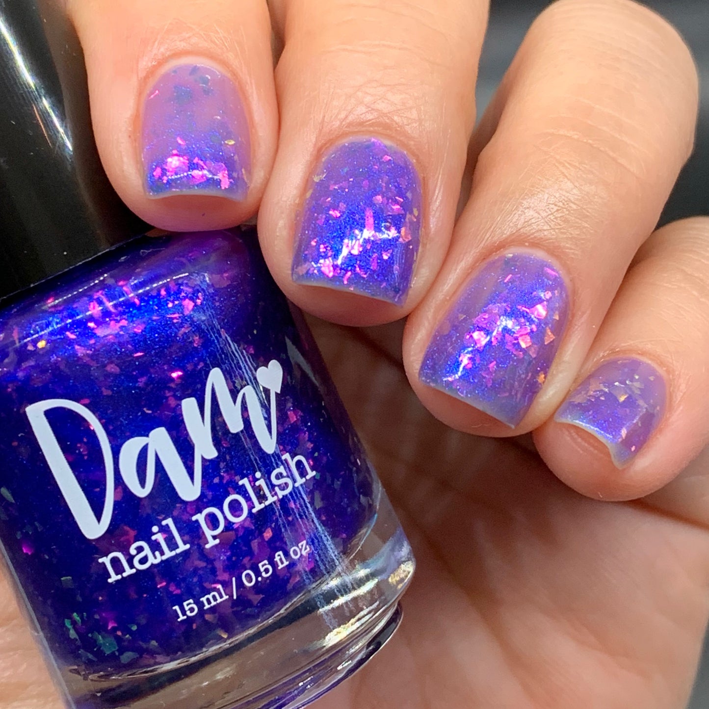 Merry February - Purple Flakie Nail Polish - Limited Edition Polished Jewel Society Facebook Group Custom - Dam Nail Polish